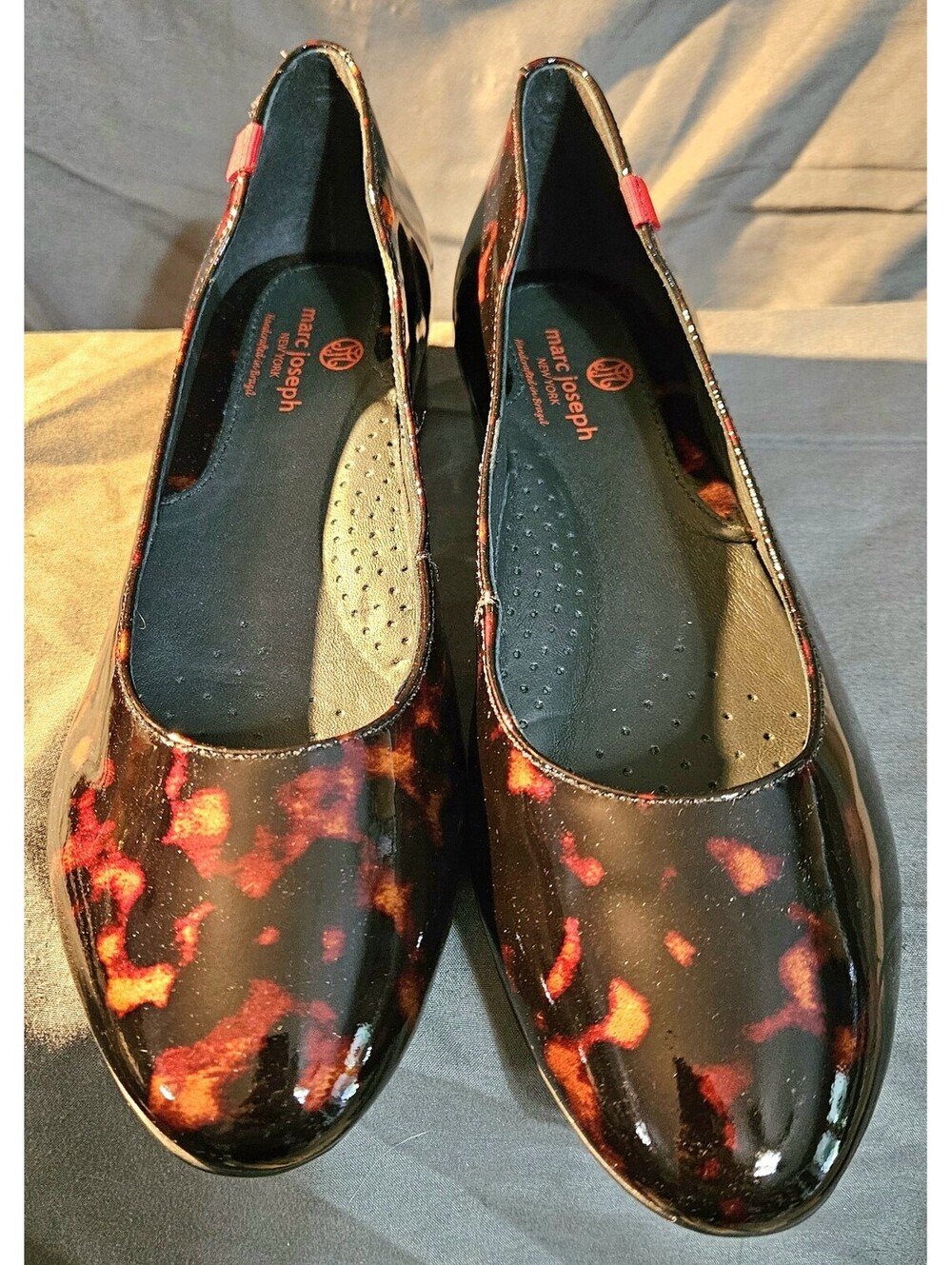 Womens Marc Joseph New York Tortoise Patent Leather Size 6 Crosby Flats Loafers